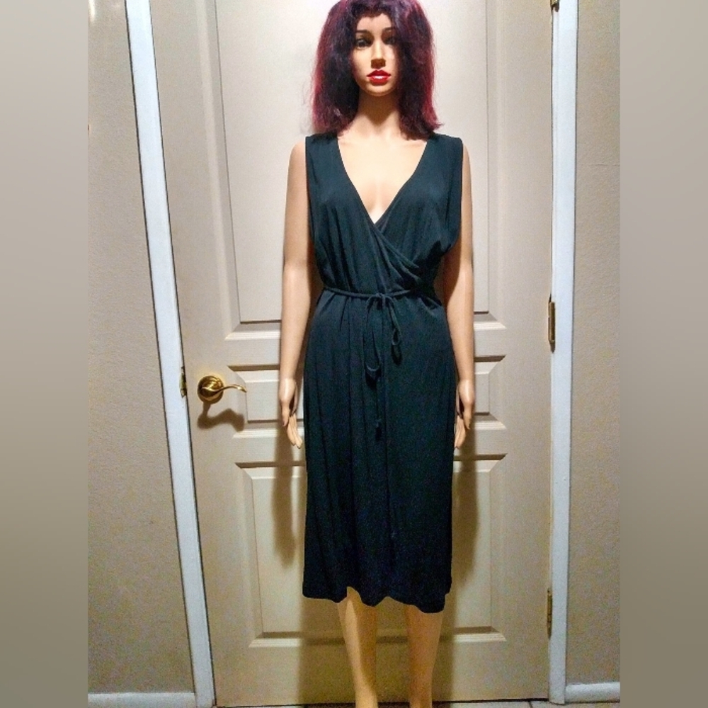 Massimo Tie Waist Asymmetric Wrap Dress.